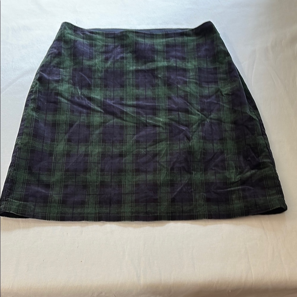 LOFT Green and Black Plaid Mini A-Line Skirt - size 2
